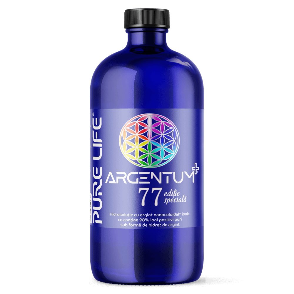 ARGENTUM+ ediţie specială 77ppm, Argint Coloidal Ionic, 480ml, Pure Life