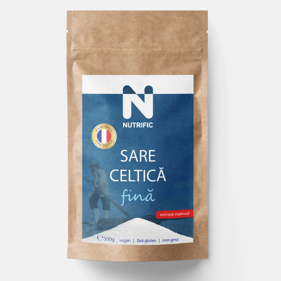 Sare celtica fina, extrasa manual, 500 g, Nutrific