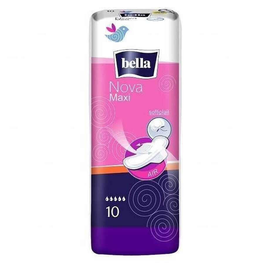 Bella Nova, absorbante sanitare Softiplait cu aripi, Maxi, 10 buc.