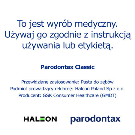 Parodontax Classic, pastă de dinți fără fluor, 75 ml