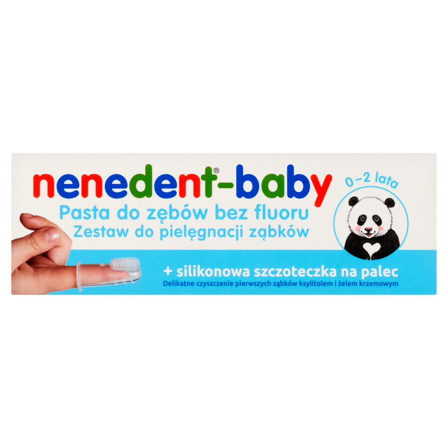 Set Nenedent Baby, pastă de dinți pentru copii, 6-24 luni + periuță de dinți, silicon