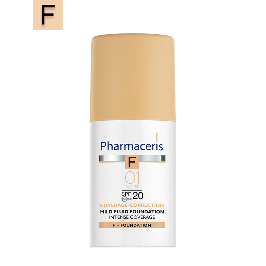 Pharmaceris F Coverage-Correction, delicate vloeistof met intense dekking, 01 Ivoor, SPF 20, 30 ml