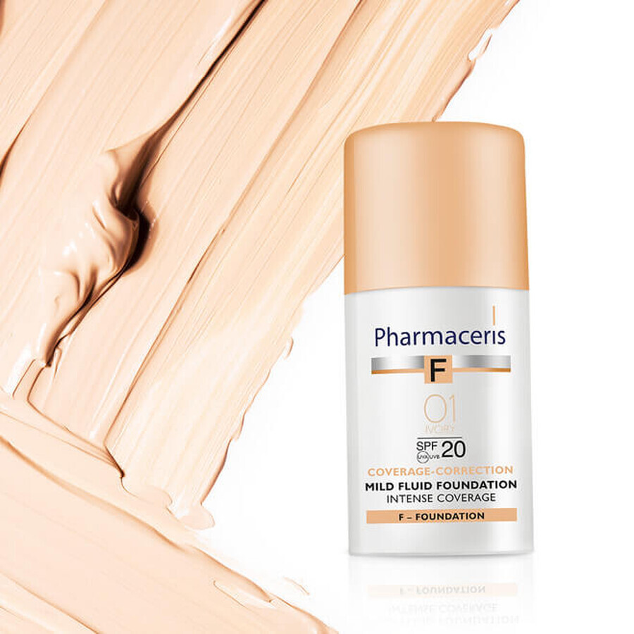 Pharmaceris F Coverage-Correction, delicate vloeistof met intense dekking, 01 Ivoor, SPF 20, 30 ml