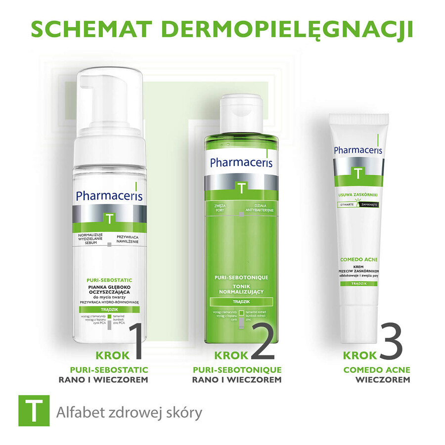 Pharmaceris T Puri-Sebostatic, Spumă de curățare facială pentru curățarea în profunzime, restabilește echilibrul hidric, 150 ml