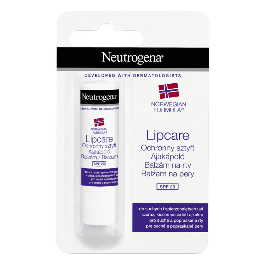 Neutrogena Norwegian Formula, stick protector pentru buze uscate și crăpate, SPF 20, 4.8 g