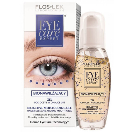 Flos-Lek Eye Care, gel biohidratant cu microcapsule de vitamine sub ochi și în jurul gurii, 30 ml