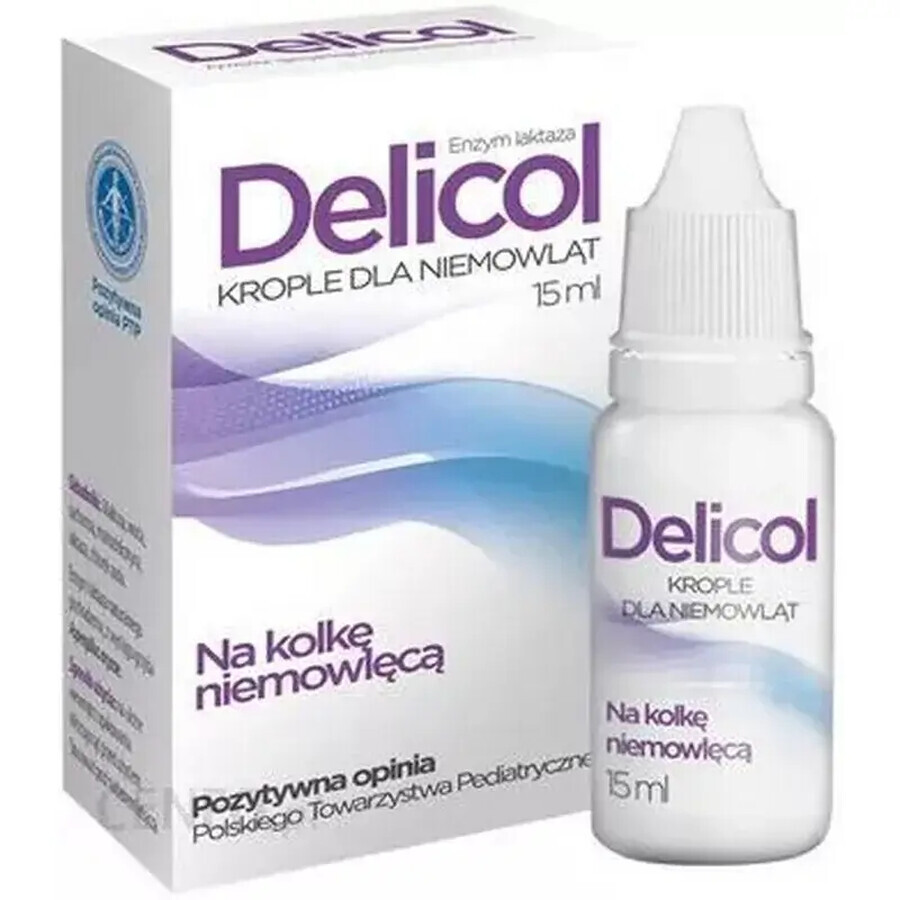 Delicol, enzima lactază, picături pentru sugari pentru colici, 15 ml