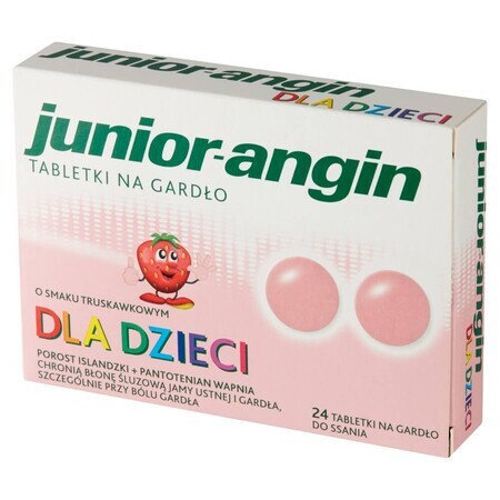 Junior-angin, pentru copii începând cu vârsta de 4 ani, aromă de căpșuni, 24 de pastiluțe