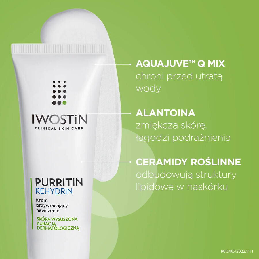 Iwostin Purritin Rehydrin, feuchtigkeitsspendende Creme, 40ml.