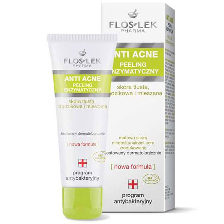 Flos-Lek Anti-Acne, Peeling enzimatic antibacterian, 50 ml