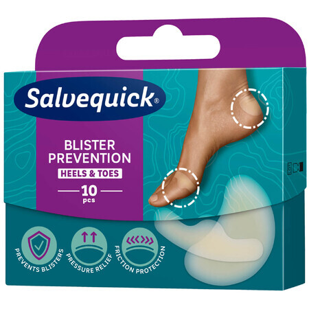 Plasturi Salvequick Blister Prevention, călcâie și degete, 10 bucăți