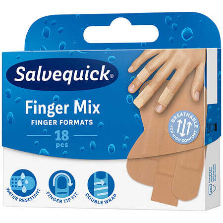 Salvequick Finger Mix, plasturi flexibili pentru degete, 18 bucăți