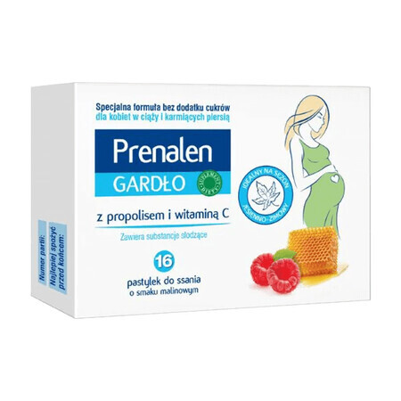 Prenalen Throat, cu propolis și vitamina C, 16 pastile