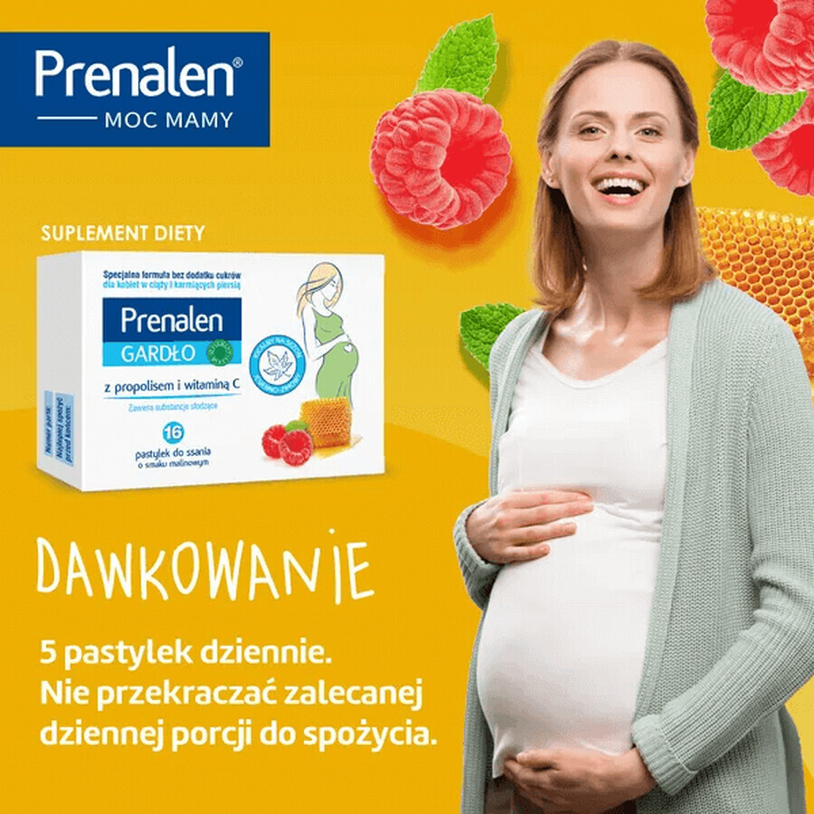 Prenalen Throat, cu propolis și vitamina C, 16 pastile