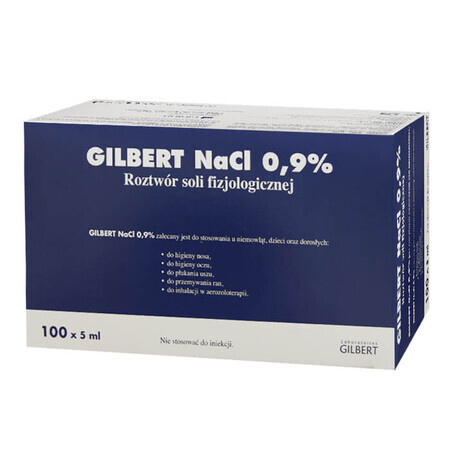 Gilbert NaCl 0,9%, soluție salină, 5 ml x 100 fiole