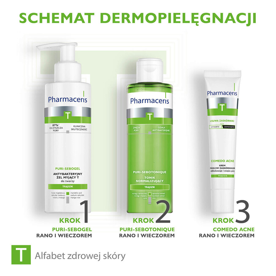 Pharmaceris T Puri-Sebogel, Gel de curățare antibacteriană T pentru față, 190 ml