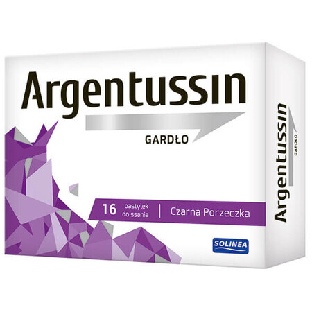 Argentussin Throat, pastiluțe, aromă de coacăze negre, 16 bucăți