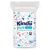 Kindii Pure, tampoane de bumbac pentru copii, 60 buc.