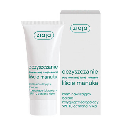 Ziaja Manuka Leaves, Cremă hidratantă de corectare a echilibrului și de strângere a pielii , SPF 10, 50 ml