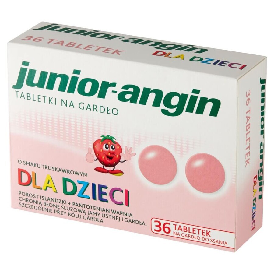 Junior-angin, pentru copii începând cu vârsta de 4 ani, aromă de căpșuni, 36 de pastiluțe