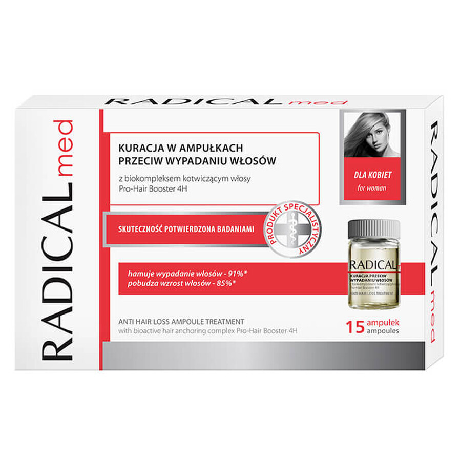 Radical Med, tratament împotriva căderii părului pentru femei, 5 ml x 15 fiole