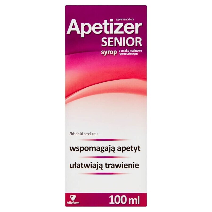 Apetizer Senior, sirop, aromă de zmeură și coacăze, 100 ml