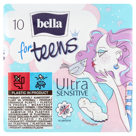 Bella for Teens, prosoape sanitare cu aripi, Ultra Sensibile, 10 buc.