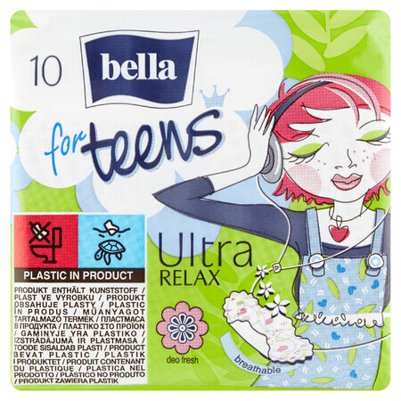 Bella for Teens, sanitary towels with wings, Ultra Relax, 10 pcs.