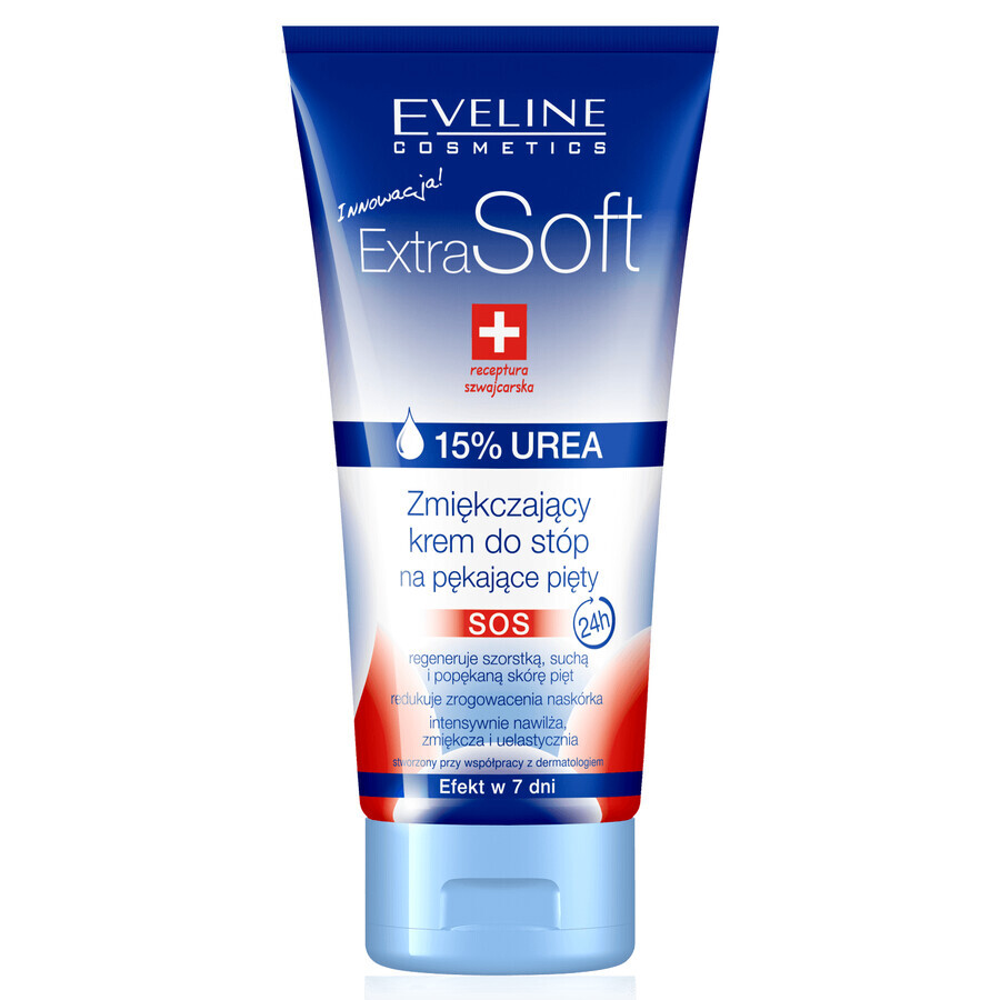 Eveline Cosmetics Extra Soft, Cremă de picioare emolientă pentru călcâie crăpate, 15% uree, 100 ml