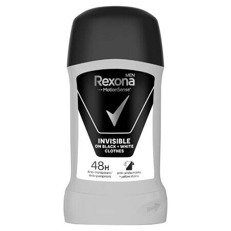 Rexona Men, stick antiperspirant, Invisible, Black & White 50 ml
