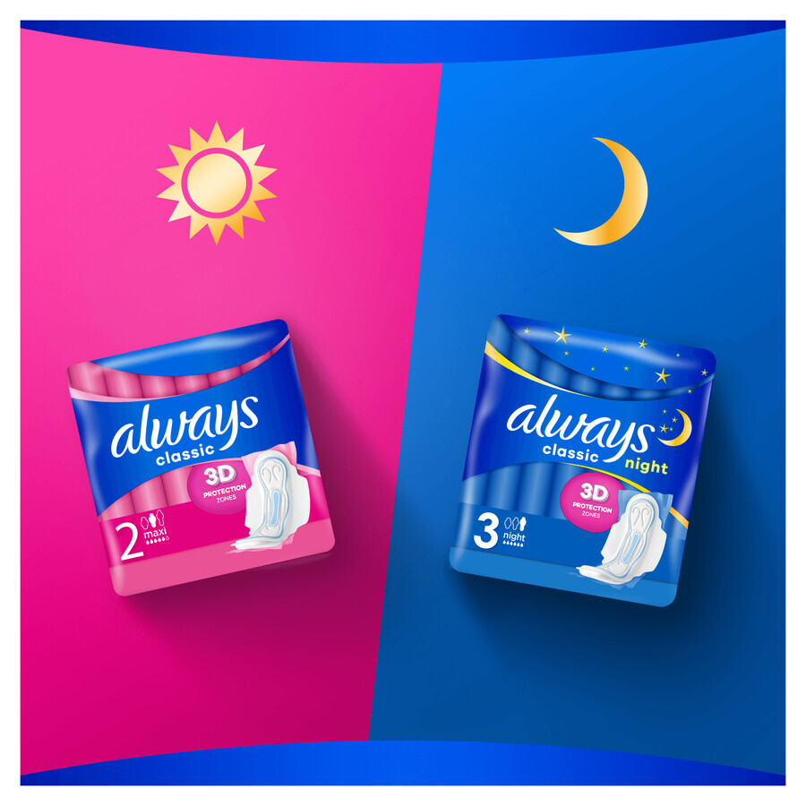 Always Classic, assorbenti igienici con ali, Maxi, 9 pz.