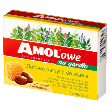 AMOL pour la Gorge, pastilles aux herbes avec du miel et de la vitamine C, 16 pièces