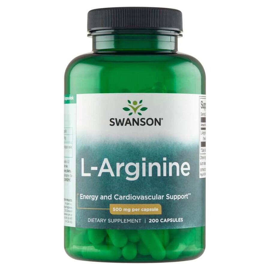 Swanson L-Arginine, L-arginine 500 mg, 200 capsules