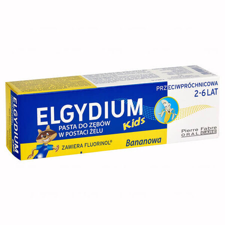 Elgydium Kids, pastă de dinți anti-caries pentru copii 2-6 ani, banană, 50 ml