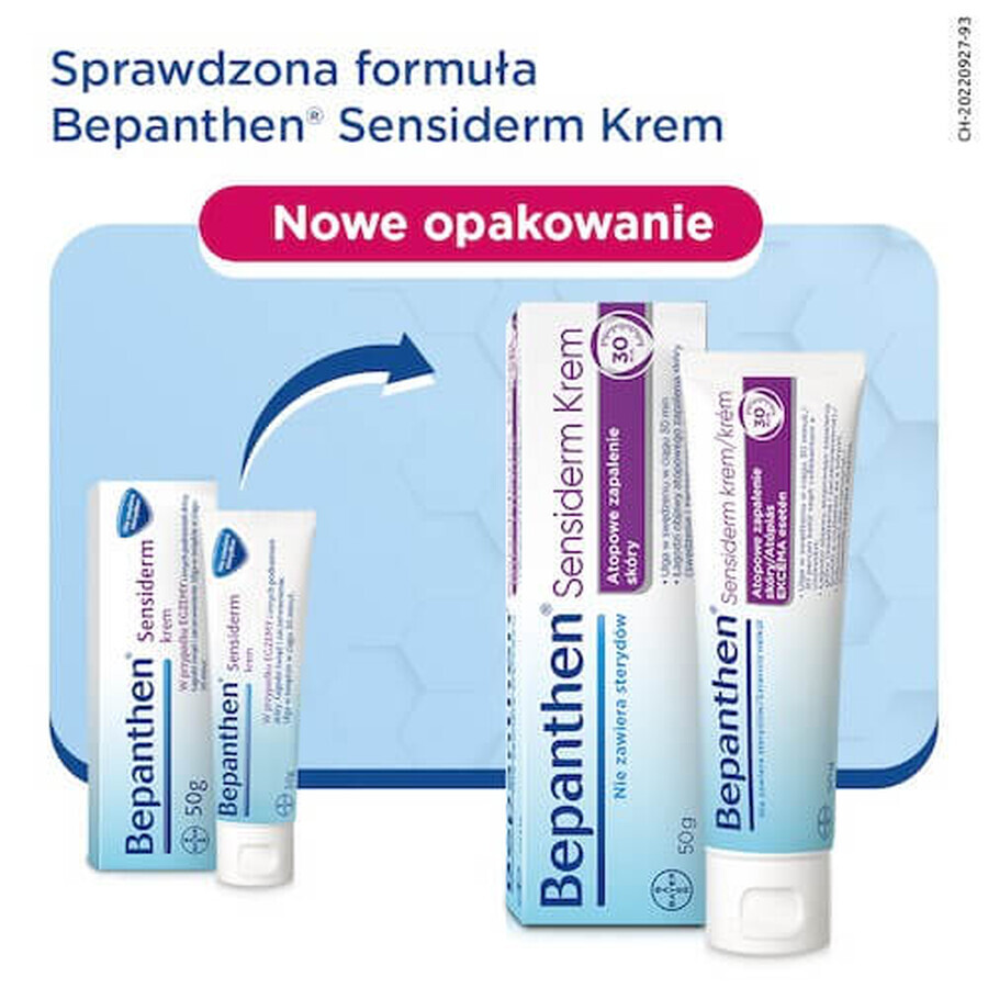 Bepanthen Sensiderm Cream, îngrijire în AD și eczeme, de la 1 lună, 50 g