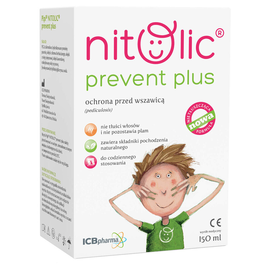 Pipi Nitolic Prevent Plus, spray pentru protecția împotriva păduchilor, 150 ml