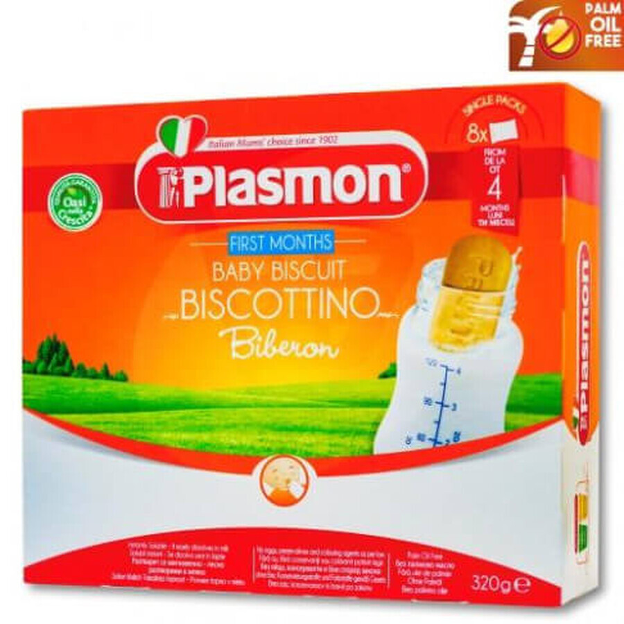 Biscuiti pentru biberon Primele Luni, +4 luni, 320 g, Plasmon 