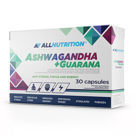 Allnutrition Ashwagandha + Guarana, 30 capsule