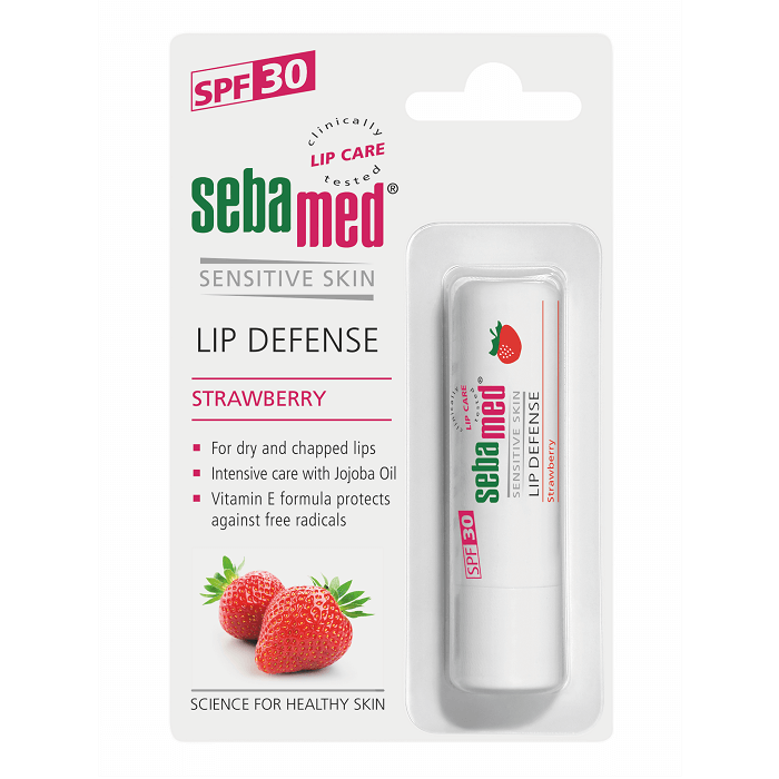 Balsam dermatologic protector pentru buze cu SPF 30 Strawberry, 4.8 g, Sebamed Frumusete si ingrijire