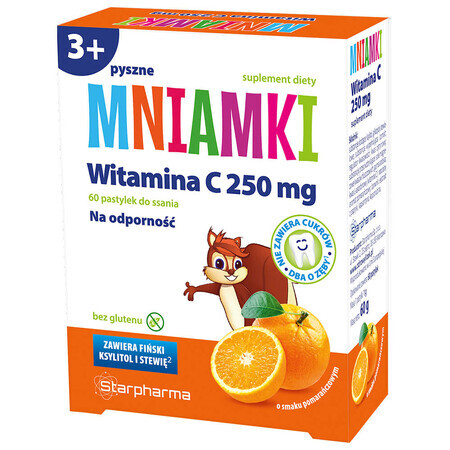 Mniamki Vitamina C 250 mg, peste 3 ani, aromă de portocale, 60 de pastiluțe