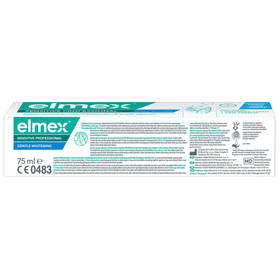 Elmex Sensitive Professional Gentle Whitening, pastă de dinți terapeutică pentru dinți sensibili, 75 ml
