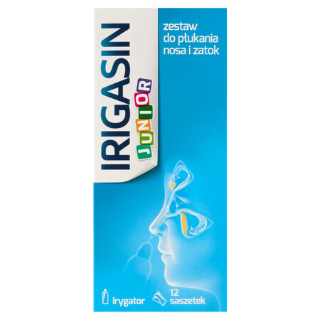 Irigasin Junior, set de enjuague nasal y sinusal, irrigador + 12 sobres