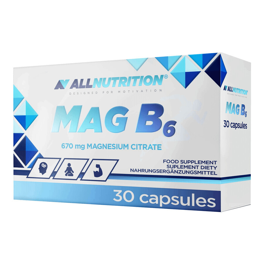 Allnutrition Mag B6, citrat de magneziu + vitamina B6, 30 capsule