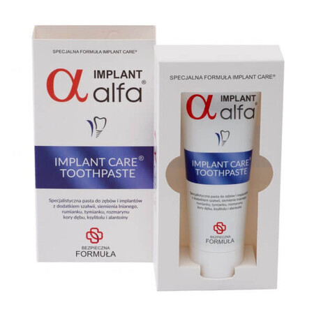 Alfa Implant, Pastă de dinți specializată pentru dinți și implanturi, 75 ml