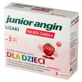 Junior-angin, acadele pentru copii începând cu vârsta de 3 ani, aromă de căpșuni, 8 bucăți