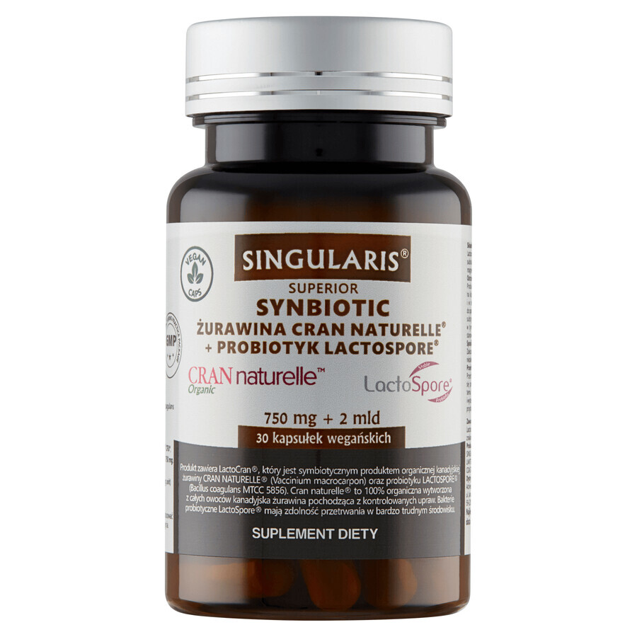 Singularis Superior, Synbiotic, Cran Naturelle Cranberry + Lactospore probiotic, 30 capsule