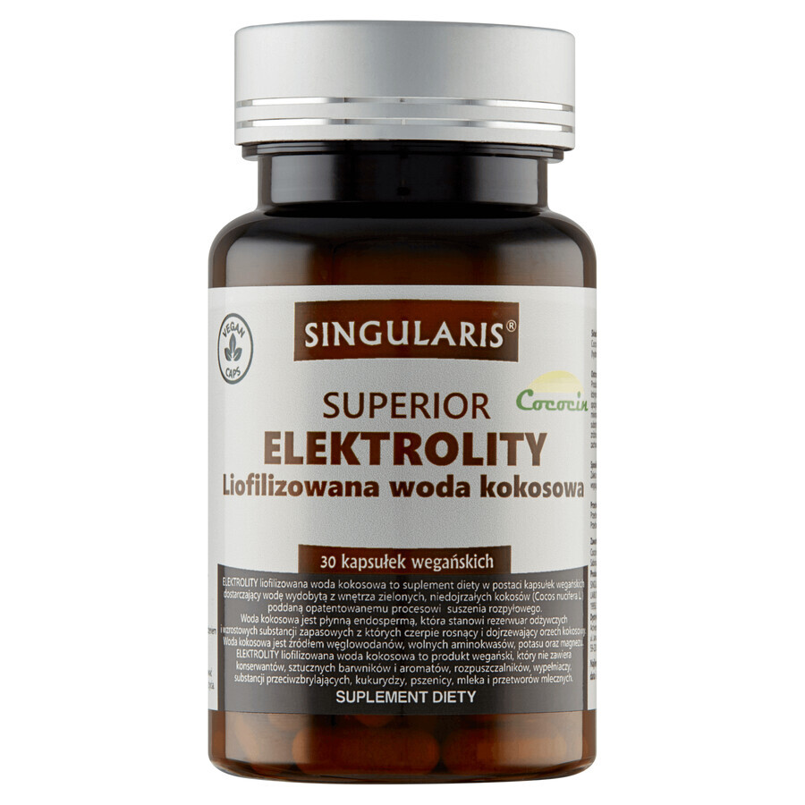 Singularis Superior, Electrolytes, apă de cocos liofilizată, 30 capsule vegane