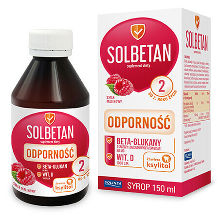 Solbetan Immunity, sirop, pentru copii de la 2 ani, aromă de zmeură, 150 ml