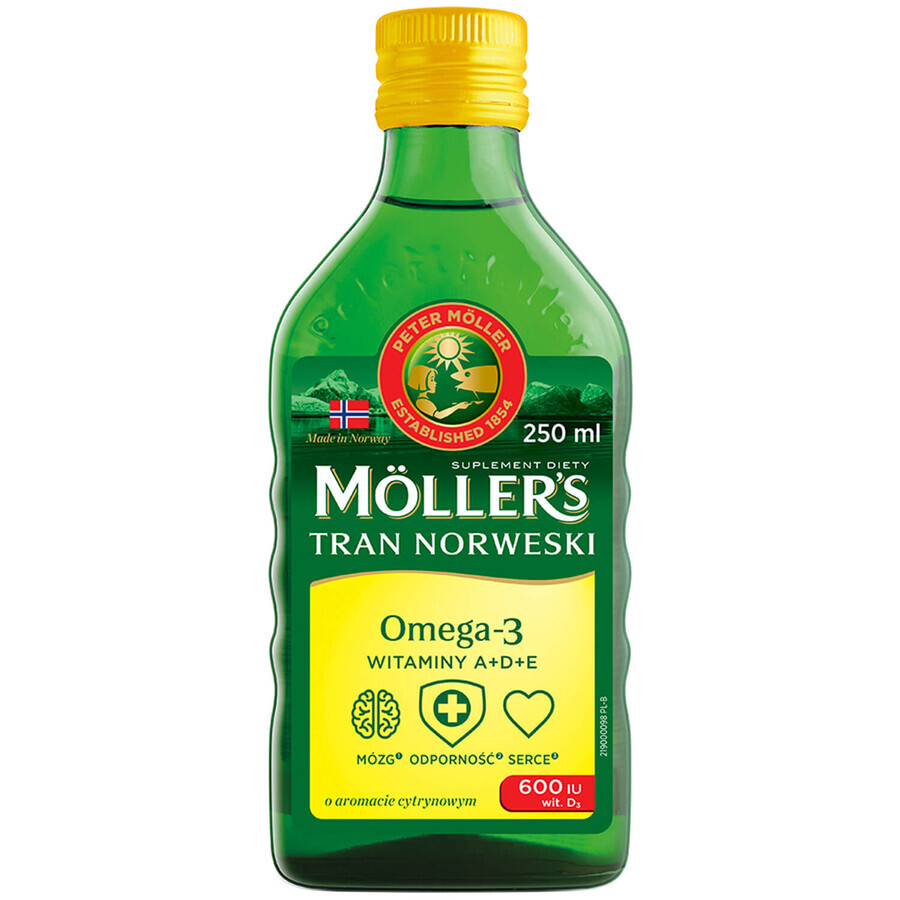 Moller's Norwegian Dietary Food, peste 3 ani, aromă de lămâie, 250 ml