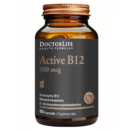 Doctor Life, Active B12, vitamina B12 500 mcg, Metilcobalamină, 60 capsule